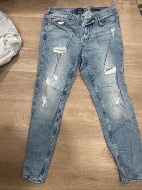 PacSun Men's Light Blue Distressed Skinny Jeans